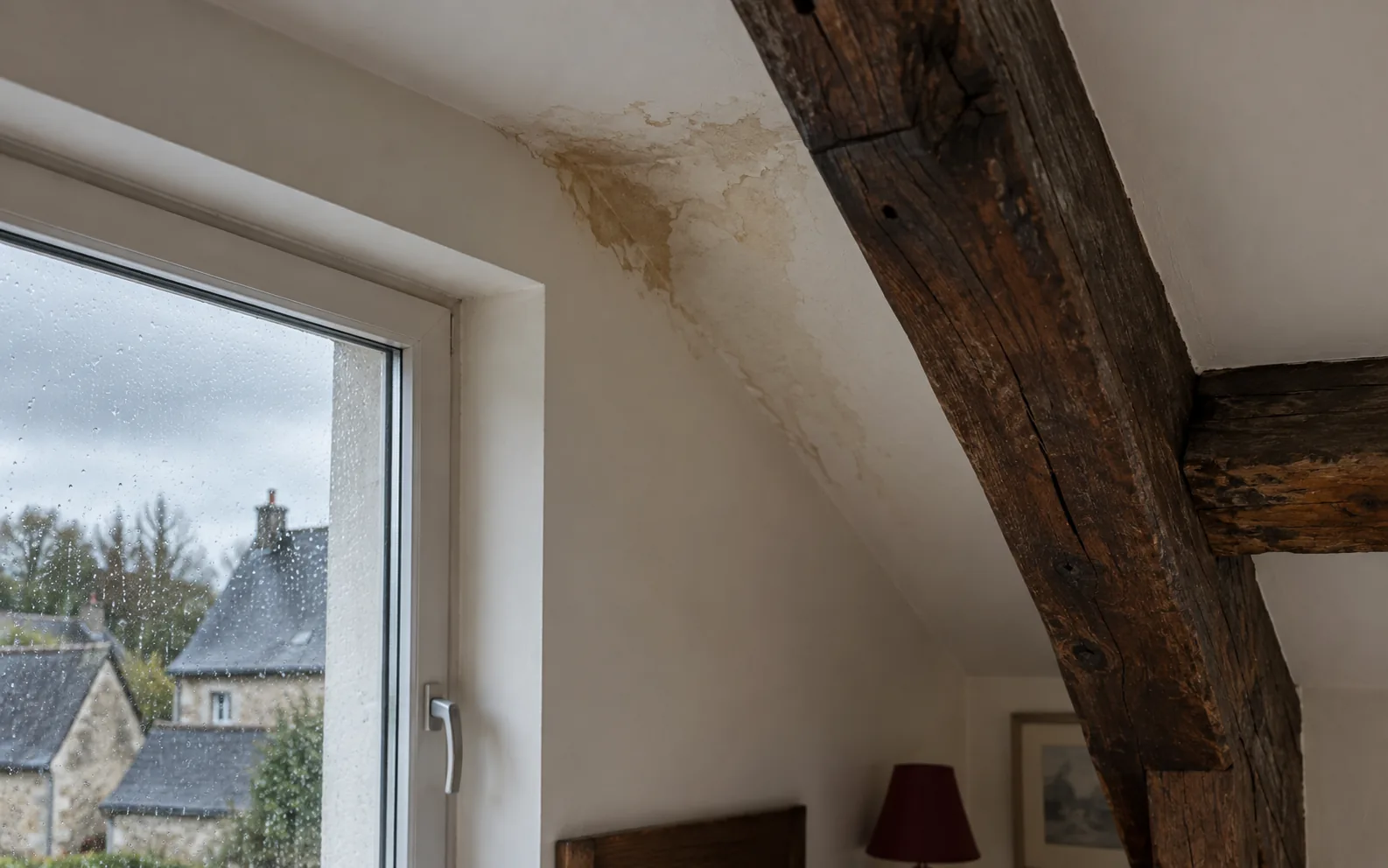 Illustration d’une trace d’infiltration sous les combles